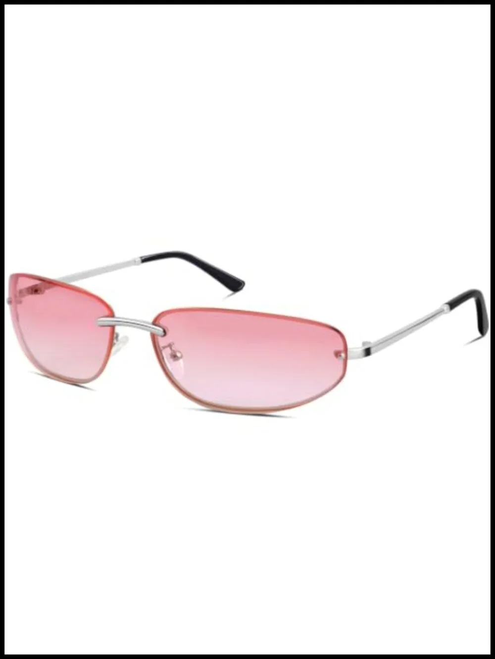 Rimless y2k Wrap Around Sunglasses Metal Frame UV400 Protection